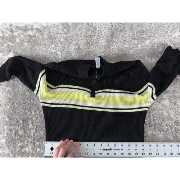 Arizona Jean Co Size XL Mock Neck Striped 1/4 Zip Sweater Dress Black Yellow - Picture 7 of 8